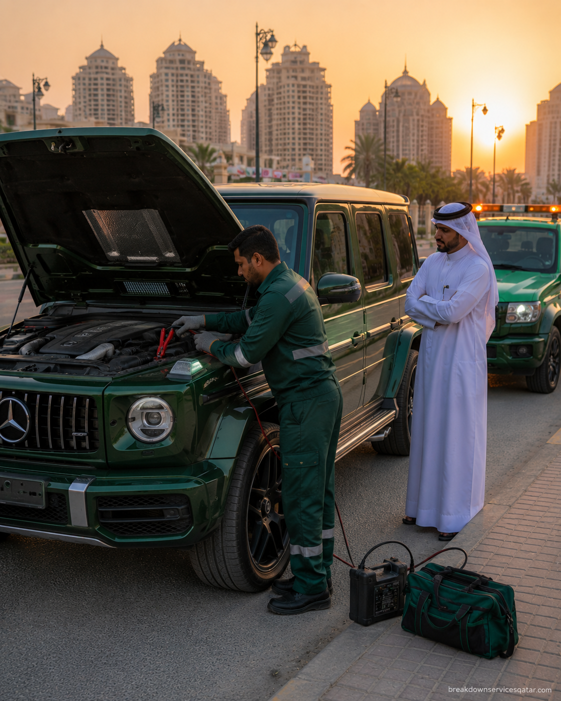 Battery Jump Start Qatar roadside assistance