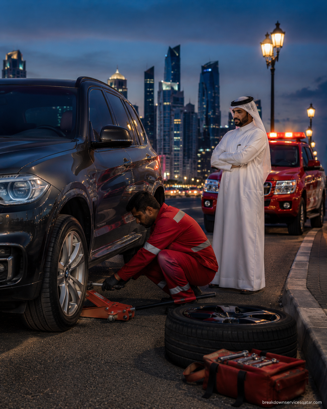 Flat Tire Service Qatar roadside assistance